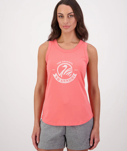 Swanndri Original Womens Singlet-Watermelon/Marshmallow - Sunset Surf & Turf