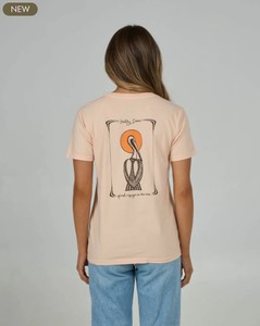 Salty Crew Geo Pelican BF Womens Tee-Peach Fizz - Sunset Surf & Turf