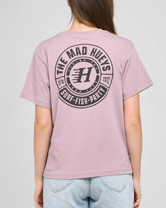 Mad Hueys Living Hueys Womens Tee-Dusky Lilac - Sunset Surf & Turf