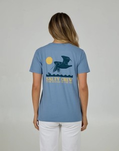 Salty Crew Lunch Time B.F Tee-Dusty Blue - Sunset Surf & Turf