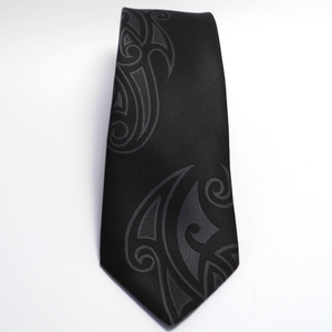 Maori Charcoal Falling Motif Tie - Sunset Surf & Turf