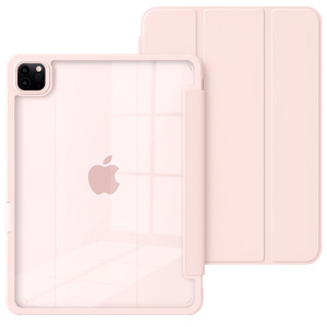 Ipad Flip Case: IPAD PRO(2024) 13 inch CLEAR BACK FLIP CASE with pen holder