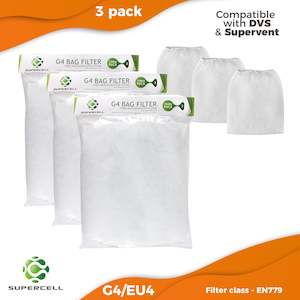 DVS Compatible G4 x3 Ventilation Filter Bag Filter  by Supercell (3 pack)