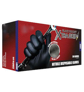 Nitrile Single Use Gloves: Black Rocket Xtra Grip Nitrile disposable gloves