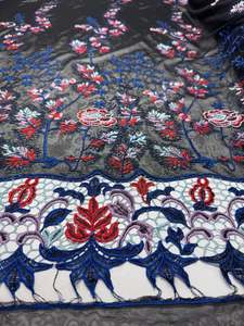 Zyber Discounted: Designer Border Lace - Nocturne Vine - 135cm