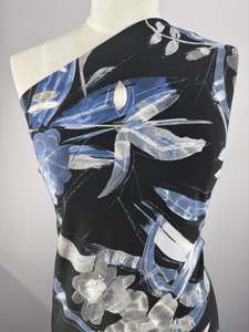 Top Sellers: Designer Printed Lycra - Indigo Sakura - 150cm