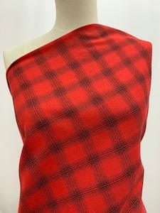 Linen Blend: Poly Linen - Red Lumberjack