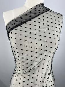 Evening Tulle Lace - Black Dots - 160cm
