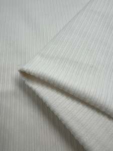 Plain Corduroy Fabric: Medium Wale Stretch Corduroy - Ivory - 150cm