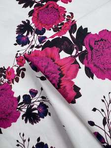 Fabric Printed Sateen: Cotton Sateen - Bold Bloom - 142cm