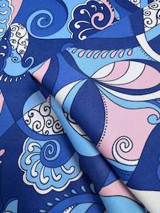 Fabric Printed Sateen: Cotton Sateen - Serenity Waves - 148cm
