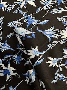 Fabric Printed Sateen: Cotton Sateen - Blue Lotus - 146cm