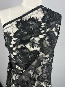 Designer Lace: Designer Anglaise Lace - Black - 120cm