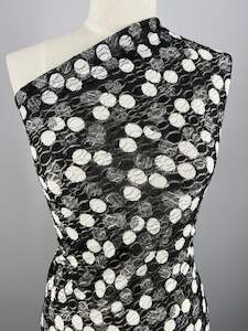 Evening Lace - Lemony - Black & White - 142cm