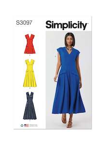 Sewing Patterns: Pattern - Simplicity - S3097- Misses’ Dress with Length and Sleeve Variations