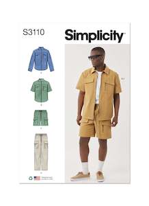 Sewing Patterns: Pattern - Simplicity - S3110 - Men’s Shirts, Shorts and Trousers