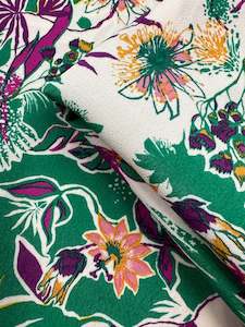 Printed Viscose: Printed Crepe Viscose - Jungle Orchid - 142cm