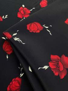 Printed Crepe - Red Rose - 115cm