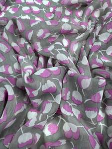 Chiffon: Printed Chiffon - Lilac Meadow - 154cm