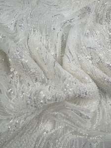 Designer Deadstock Fabric: Bridal - Crystal Wave - 140cm