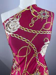 Viscose Fabric: Viscose Knit - Rose chain - 135cm