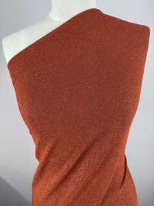 Knits: Viscose Rib Knit - Ketchup & Gold - 130cm