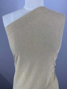 Knits: Viscose Rib Knit - Pebble & Gold - 130cm