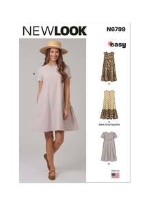 All: Pattern - NEW LOOK - 6799 -  Misses’ Dress with Sleeve and Length Variations
