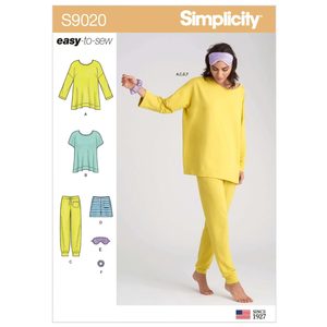 All: Pattern - Simplicity - S9020 - Misses’ Sleepwear Knit Tops, Trousers, Shorts & Accessories