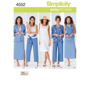 Sewing Patterns: Pattern - Simplicity - S4552 - Misses’ & Plus Size Tank Dress and Top, Kimono-Jacket, Trousers, Skirt, Scarf or Sash