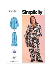Sewing Patterns: Pattern - Simplicity - S9756 - Misses’ and Women’s Shirt, Trousers and Halter Top for American Sewing Guild