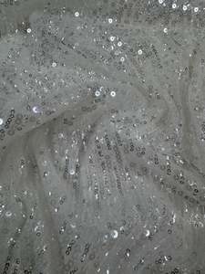 Designer Deadstock Fabric: Bridal - Wave Beading - 150cm