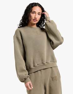 Alexander Wang: Essential Terry Crew Sweatshirt W/ Puff Paint Logo - Washed Walnut