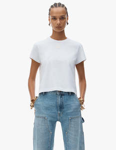 Essential Jsy Shrunken Tee W/Puff Logo - White