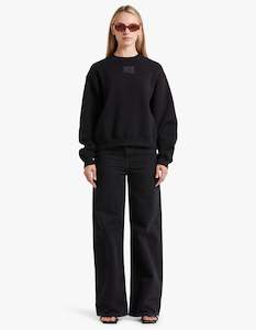 Essential Terry Crew Sweatshirt W/ Puff Paint Logo - Black