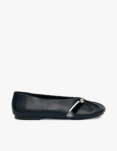 Alohas: Ravena Black Leather Ballet Flats - Black