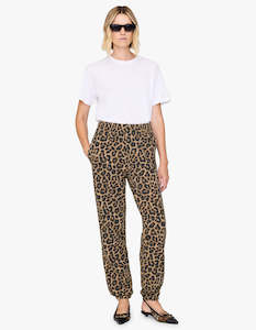Anine Bing: Karter Jogger Framed Monogram - Black And Brown Leopard