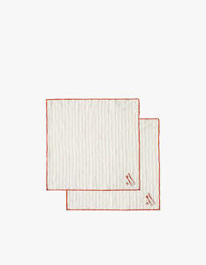 Black Blaze: Embroidered Linen Napkin Set - Cutlery