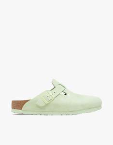 Birkenstock: Womens Boston Suede Leather- Faded Lime