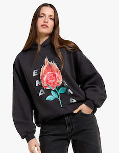 Ena Pelly: Flaming Rose Hoodie - Vintage Black