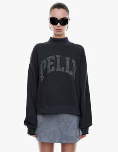 Glitter Collegiate Sweatshirt - Off Black