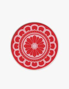 Red And Pink Flower Plate - Red And Pink