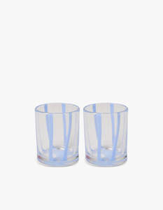Ahoy Stripe Tumbler Glass 2 Pack Set - Blue
