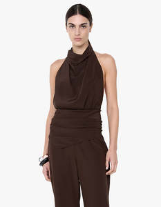 Lucie Halter Top - Dark Chocolate