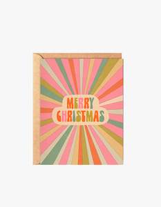 Merry Christmas Retro Card - Pink