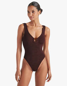 Hunza G: Celine Swimsuit - Metallic Chocolate