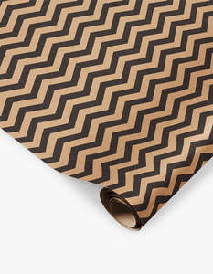 Zig Zag Wrapping Paper - Black/Kraft