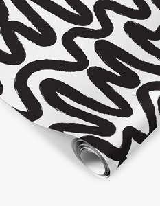 Made Paper: Squiggle Wrapping Paper - Black/White