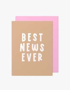 Made Paper: Best News Ever Card - Neon Pink/Tan
