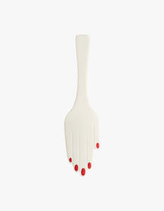 Maison Balzac: Hand Cake Server - Ivory/Red